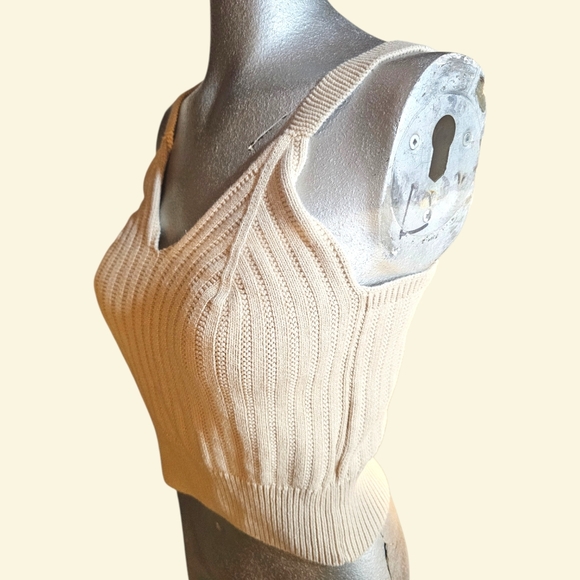 🌼4/$30 Streetwear Society Cropped Knit Tank Top Ivory Beige XL ✨ - Picture 9 of 9